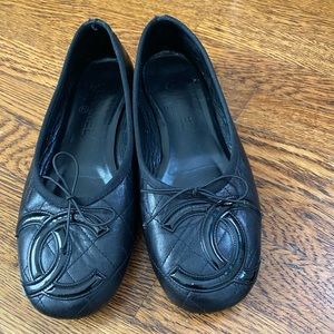 Chanel Cambon Ballet Flats Quilted Leather 40